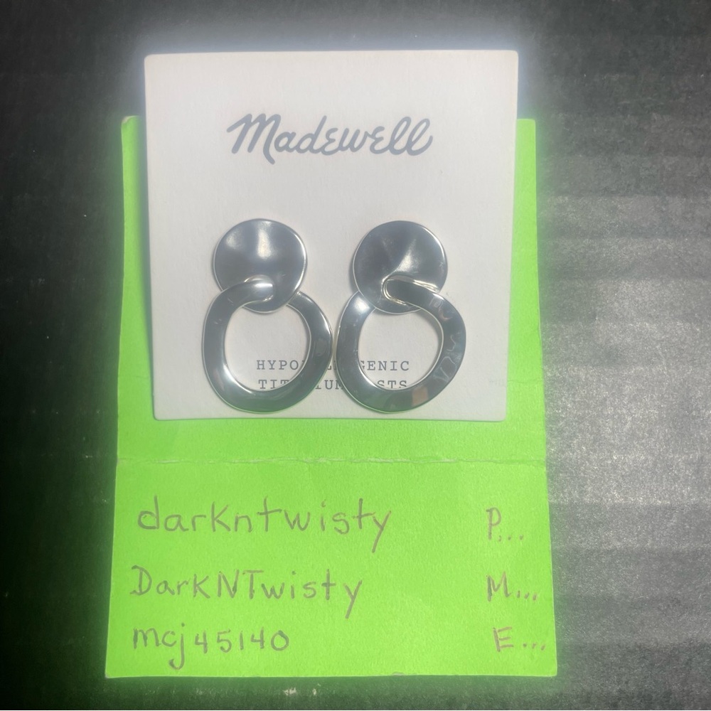 BNWT Hypoallergenic Madewell Silver tone door knocker earrings